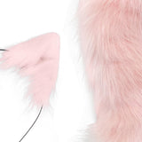 Maxbell Fox Ears and Tail Cat Ear Headband Headwear for Party Prom Halloween Pink