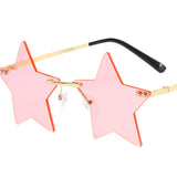Maxbell Star Shape Sunglasses Masquerade Halloween Party Pentagram Rimless Glasses Pink