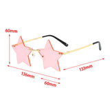 Maxbell Star Shape Sunglasses Masquerade Halloween Party Pentagram Rimless Glasses Pink