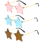 Maxbell Star Shape Sunglasses Masquerade Halloween Party Pentagram Rimless Glasses Pink