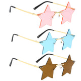 Maxbell Star Shape Sunglasses Masquerade Halloween Party Pentagram Rimless Glasses Pink