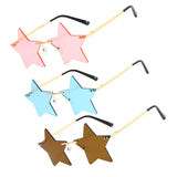Maxbell Star Shape Sunglasses Masquerade Halloween Party Pentagram Rimless Glasses Pink