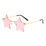 Maxbell Star Shape Sunglasses Masquerade Halloween Party Pentagram Rimless Glasses Pink