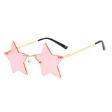 Maxbell Star Shape Sunglasses Masquerade Halloween Party Pentagram Rimless Glasses Pink