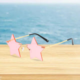 Maxbell Star Shape Sunglasses Masquerade Halloween Party Pentagram Rimless Glasses Pink