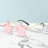 Maxbell Star Shape Sunglasses Masquerade Halloween Party Pentagram Rimless Glasses Pink
