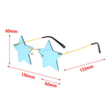 Maxbell Star Shape Sunglasses Masquerade Halloween Party Pentagram Rimless Glasses Blue