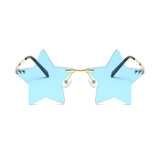 Maxbell Star Shape Sunglasses Masquerade Halloween Party Pentagram Rimless Glasses Blue
