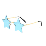 Maxbell Star Shape Sunglasses Masquerade Halloween Party Pentagram Rimless Glasses Blue
