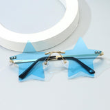Maxbell Star Shape Sunglasses Masquerade Halloween Party Pentagram Rimless Glasses Blue