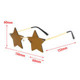 Maxbell Star Shape Sunglasses Masquerade Halloween Party Pentagram Rimless Glasses Brown