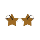 Maxbell Star Shape Sunglasses Masquerade Halloween Party Pentagram Rimless Glasses Brown