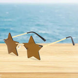 Maxbell Star Shape Sunglasses Masquerade Halloween Party Pentagram Rimless Glasses Brown