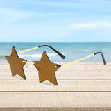 Maxbell Star Shape Sunglasses Masquerade Halloween Party Pentagram Rimless Glasses Brown
