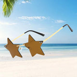 Maxbell Star Shape Sunglasses Masquerade Halloween Party Pentagram Rimless Glasses Brown