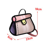 Maxbell Cartoon 2D Drawing Handbag Casual Portable Shoulder Bag for Women Female pink