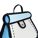 Maxbell Cartoon 2D Drawing Handbag Casual Portable Shoulder Bag for Women Female blue