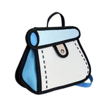 Maxbell Cartoon 2D Drawing Handbag Casual Portable Shoulder Bag for Women Female blue