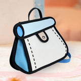 Maxbell Cartoon 2D Drawing Handbag Casual Portable Shoulder Bag for Women Female blue