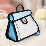 Maxbell Cartoon 2D Drawing Handbag Casual Portable Shoulder Bag for Women Female blue