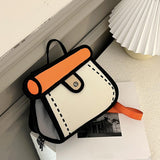 Maxbell Cartoon 2D Drawing Handbag Casual Portable Shoulder Bag for Women Female orange