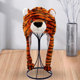 Maxbell Cute Plush Animal Hat Headgear Winter Warm Halloween Stuffed Toy Beanie Tiger