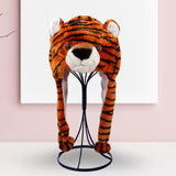 Maxbell Cute Plush Animal Hat Headgear Winter Warm Halloween Stuffed Toy Beanie Tiger