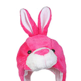 Maxbell Cute Plush Animal Hat Headgear Winter Warm Halloween Stuffed Toy Beanie Rose Red Rabbit