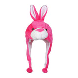 Maxbell Cute Plush Animal Hat Headgear Winter Warm Halloween Stuffed Toy Beanie Rose Red Rabbit