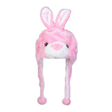 Maxbell Cute Plush Animal Hat Headgear Winter Warm Halloween Stuffed Toy Beanie Pink Rabbit