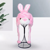 Maxbell Cute Plush Animal Hat Headgear Winter Warm Halloween Stuffed Toy Beanie Pink Rabbit