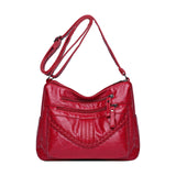 Maxbell Fashion PU Leather Shoulder Bag Travel Bag Shopping Bag Adjustable Vacation Red