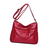 Maxbell Fashion PU Leather Shoulder Bag Travel Bag Shopping Bag Adjustable Vacation Red