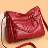 Maxbell Fashion PU Leather Shoulder Bag Travel Bag Shopping Bag Adjustable Vacation Red
