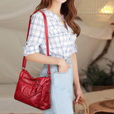 Maxbell Fashion PU Leather Shoulder Bag Travel Bag Shopping Bag Adjustable Vacation Red