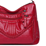 Maxbell Fashion PU Leather Shoulder Bag Travel Bag Shopping Bag Adjustable Vacation Red