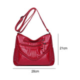 Maxbell Fashion PU Leather Shoulder Bag Travel Bag Shopping Bag Adjustable Vacation Red