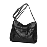 Maxbell Fashion PU Leather Shoulder Bag Travel Bag Shopping Bag Adjustable Vacation Black