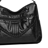 Maxbell Fashion PU Leather Shoulder Bag Travel Bag Shopping Bag Adjustable Vacation Black