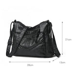 Maxbell Fashion PU Leather Shoulder Bag Travel Bag Shopping Bag Adjustable Vacation Black