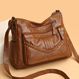 Maxbell Fashion PU Leather Shoulder Bag Travel Bag Shopping Bag Adjustable Vacation Brown