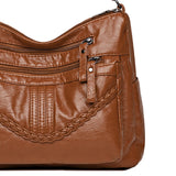 Maxbell Fashion PU Leather Shoulder Bag Travel Bag Shopping Bag Adjustable Vacation Brown
