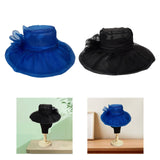 Maxbell Organza Hat Tea Party Hat Sun Hat Derby Hat for Camping Blue