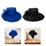 Maxbell Organza Hat Tea Party Hat Sun Hat Derby Hat for Camping Blue