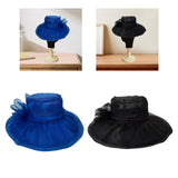 Maxbell Organza Hat Tea Party Hat Sun Hat Derby Hat for Camping Blue