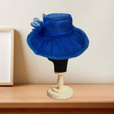 Maxbell Organza Hat Tea Party Hat Sun Hat Derby Hat for Camping Blue