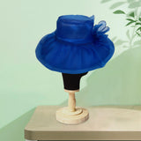 Maxbell Organza Hat Tea Party Hat Sun Hat Derby Hat for Camping Blue