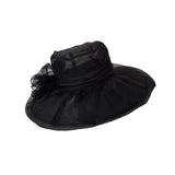 Maxbell Organza Hat Tea Party Hat Sun Hat Derby Hat for Camping Black