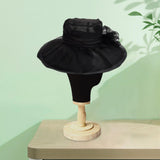 Maxbell Organza Hat Tea Party Hat Sun Hat Derby Hat for Camping Black