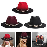 Maxbell Fashion Fedora Hat Cowgirl Trilby Hat Jazz Hat Performance Supplies Party Red and Black